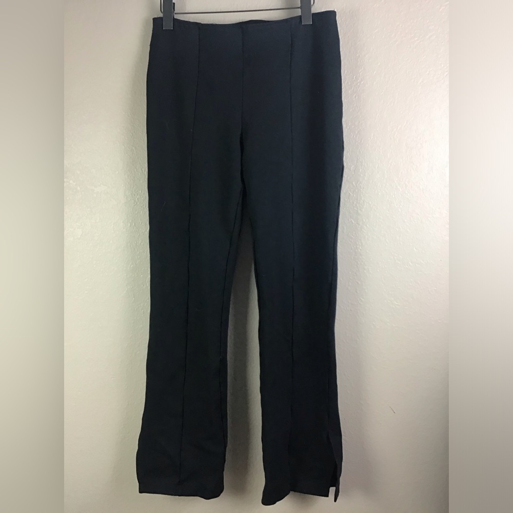 Abercrombie & Fitch Black Ponte Pullon Flare Pants Split Side Ankle Women’s L - Picture 3 of 9